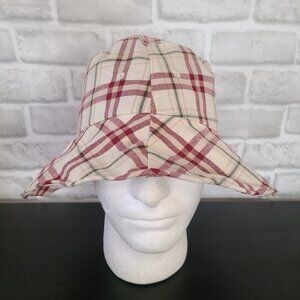Unisex Bucket Hat Red Plaid Wired Rim OS NWT